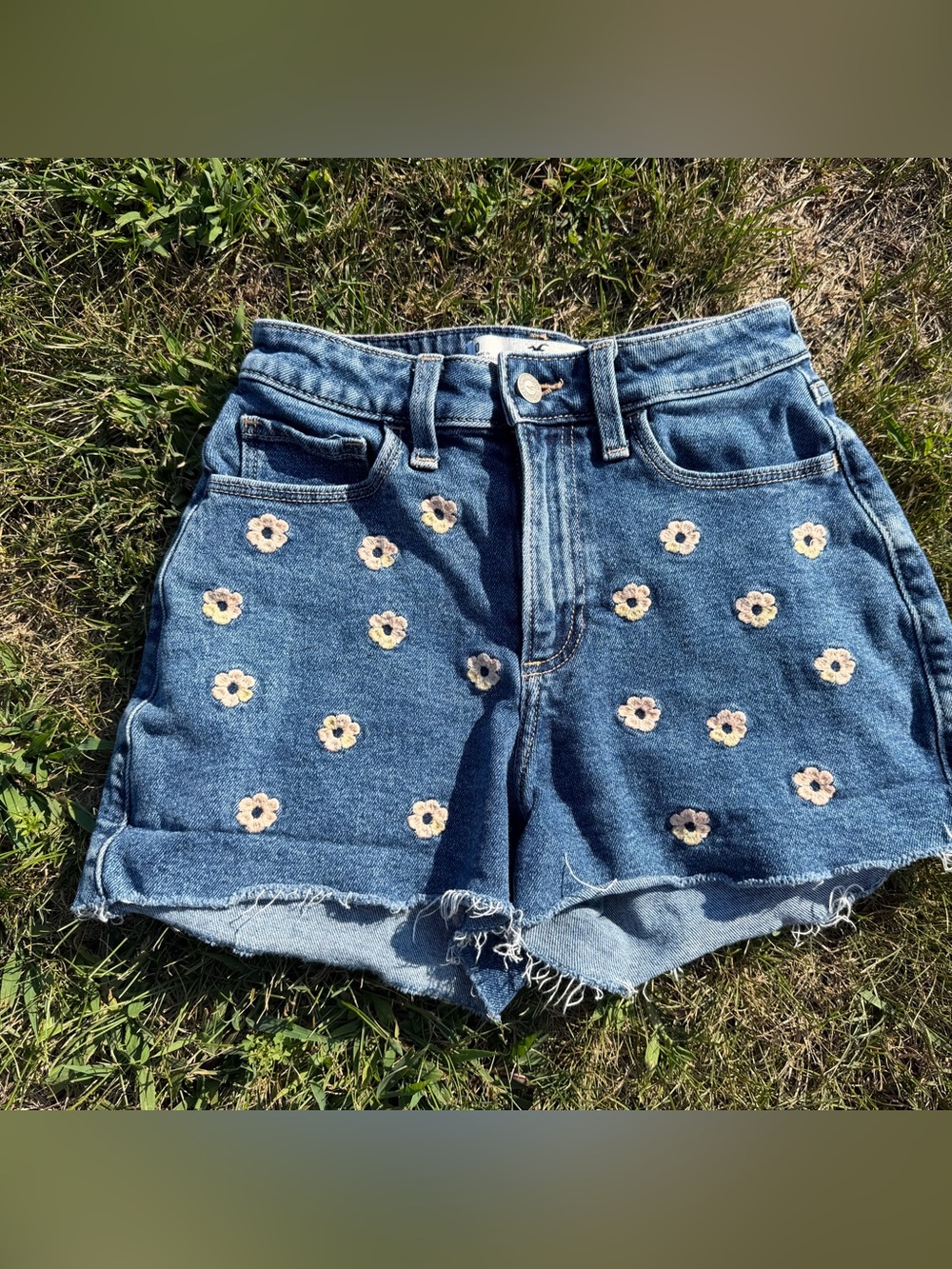 Hollister Daisy Embroidered High-Rise Shorts Size 0(24)